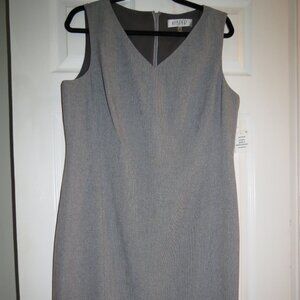 NWT Kasper Size 14 Womens Gray Sleeveless Sheath Dress Lined